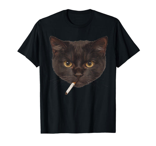 Smoking Cat Y2K Black Cat 90S Grunge T-Shirt - Minimalist Print Unisex - T-Shirt, Sweatshirt, Hoodie