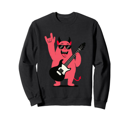 Devil Character Guitar Lover Funny Sweatshirt - Unique Graphic for Adults - T-Shirt, Sweatshirt, Hoodie