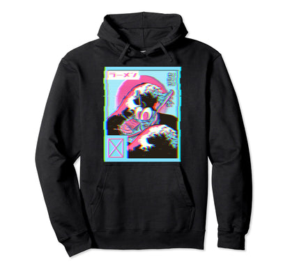 Ramen Sushi Great Wave Glitchy Hoodie - Streetwear Style Men Women - T-Shirt, Sweatshirt, Hoodie