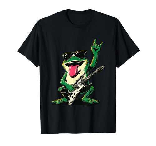 Funny Rock Frog Guitar Player Cartoon T-Shirt - Trendy Graphic Men Women - T-Shirt, Sweatshirt, Hoodie