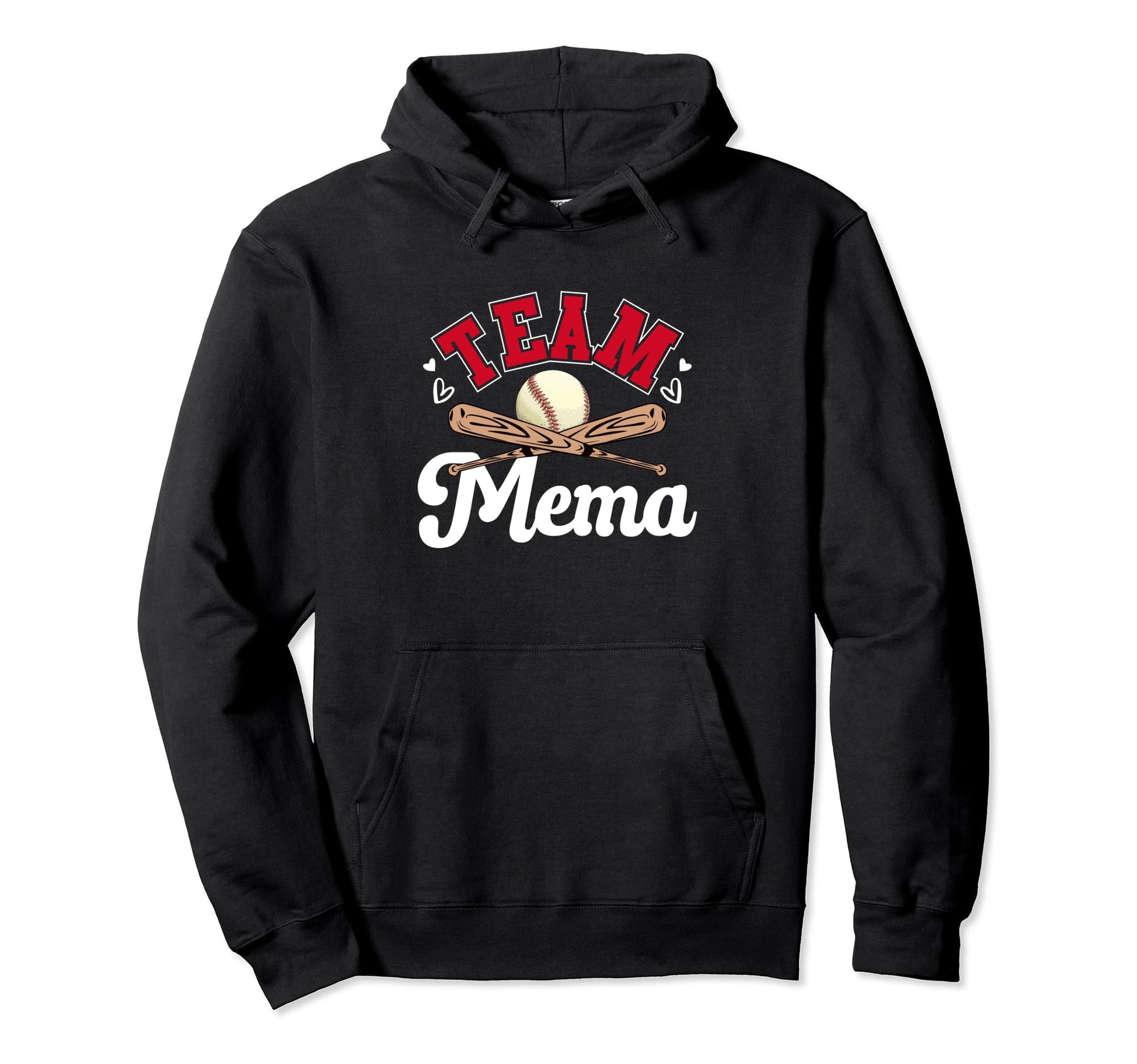 Team Mema Mothers Day Baseball Softball Hoodie - Graphic Print for Adults - T-Shirt, Sweatshirt, Hoodie