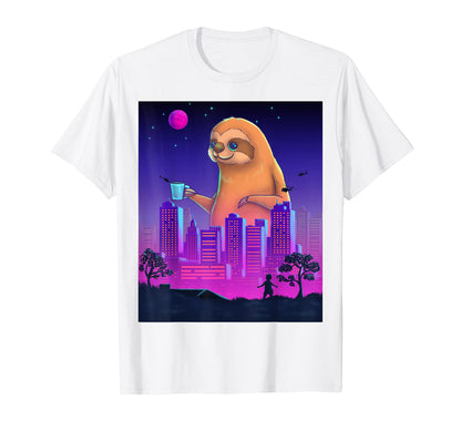 Giant Sloth Vaporwave Synthwave T-Shirt - Aesthetic Graphic Unisex - T-Shirt, Sweatshirt, Hoodie