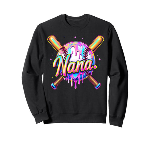Baseball Drip Nana Tie Dye Sweatshirt - Aesthetic Graphic for Adults - T-Shirt, Sweatshirt, Hoodie