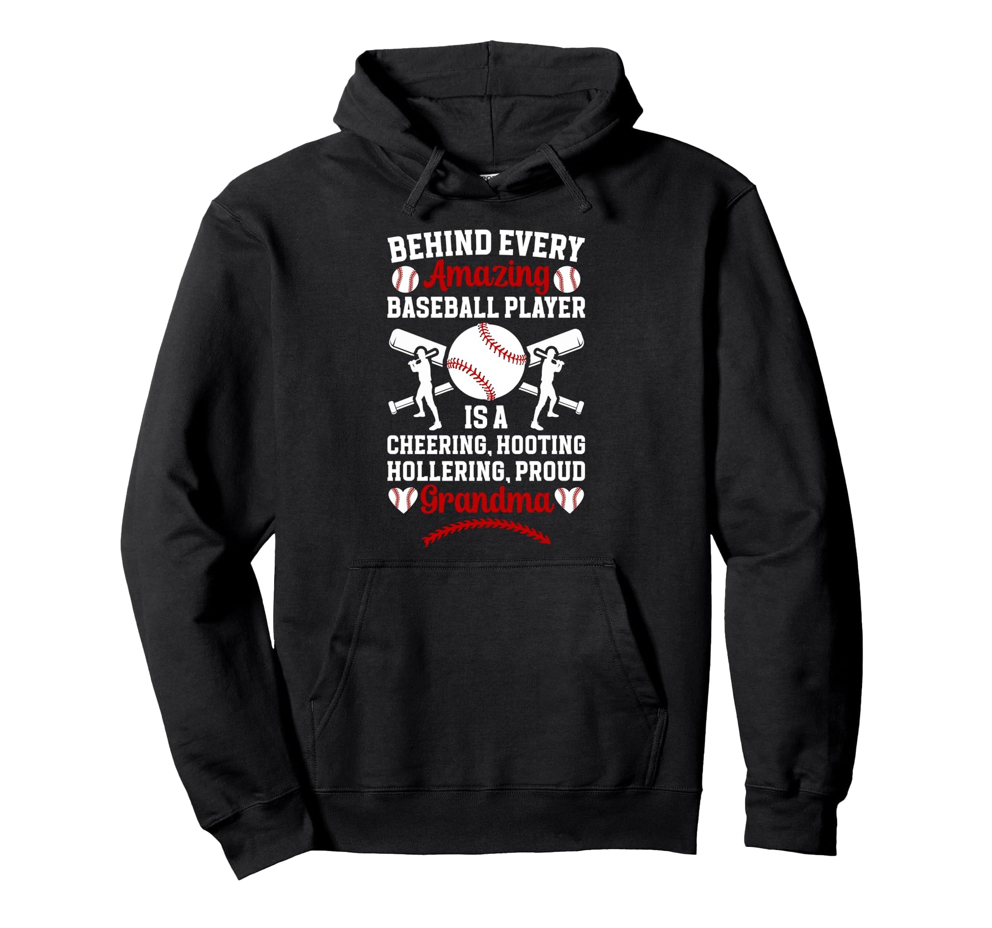 Proud Grandma Baseball Player Grandma Hoodie - Trendy Graphic for Adults - T-Shirt, Sweatshirt, Hoodie