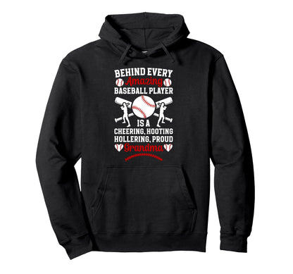 Proud Grandma Baseball Player Grandma Hoodie - Trendy Graphic for Adults - T-Shirt, Sweatshirt, Hoodie