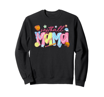 Checkered Coquette Softball Mama Sweatshirt - Novelty Apparel Unisex - T-Shirt, Sweatshirt, Hoodie