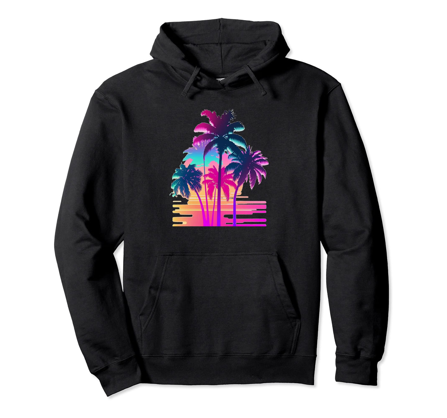 Vaperwave Aesthetic Glitch Palm Retrowave Hoodie - Trendy Graphic Unisex - T-Shirt, Sweatshirt, Hoodie