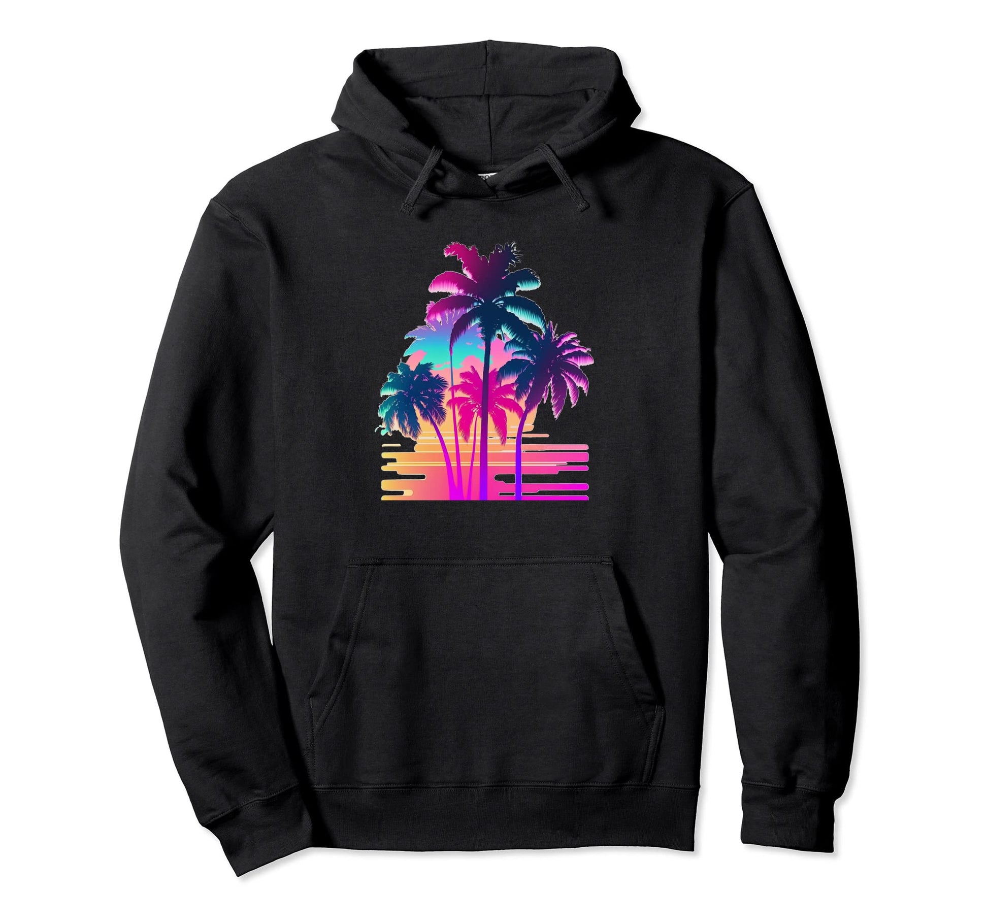 Vaperwave Aesthetic Glitch Palm Retrowave Hoodie - Trendy Graphic Unisex - T-Shirt, Sweatshirt, Hoodie