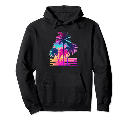 Vaperwave Aesthetic Glitch Palm Retrowave Hoodie - Trendy Graphic Unisex - T-Shirt, Sweatshirt, Hoodie