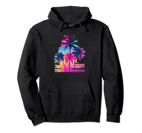 Vaperwave Aesthetic Glitch Palm Retrowave Hoodie - Trendy Graphic Unisex - T-Shirt, Sweatshirt, Hoodie
