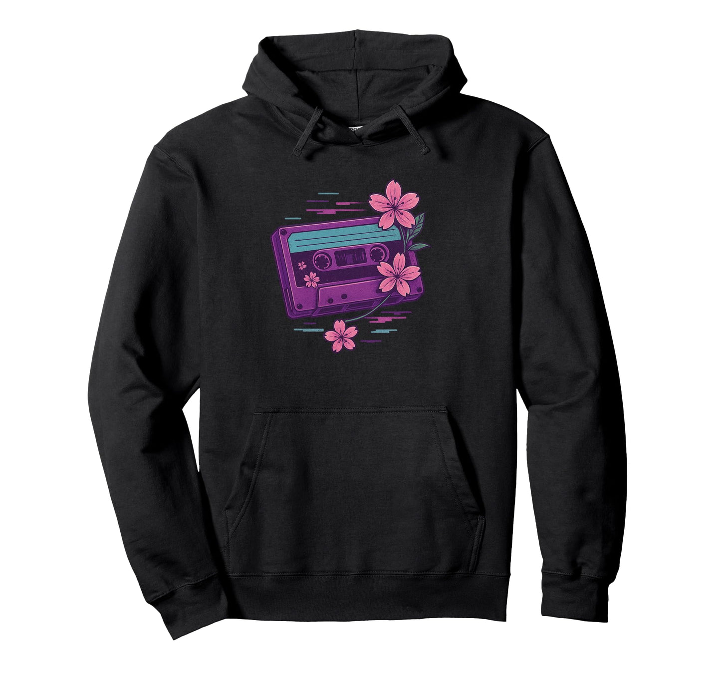 Cherry Blossom Cassette Vaporwave Hoodie - Casual Everyday Wear for Adults - T-Shirt, Sweatshirt, Hoodie