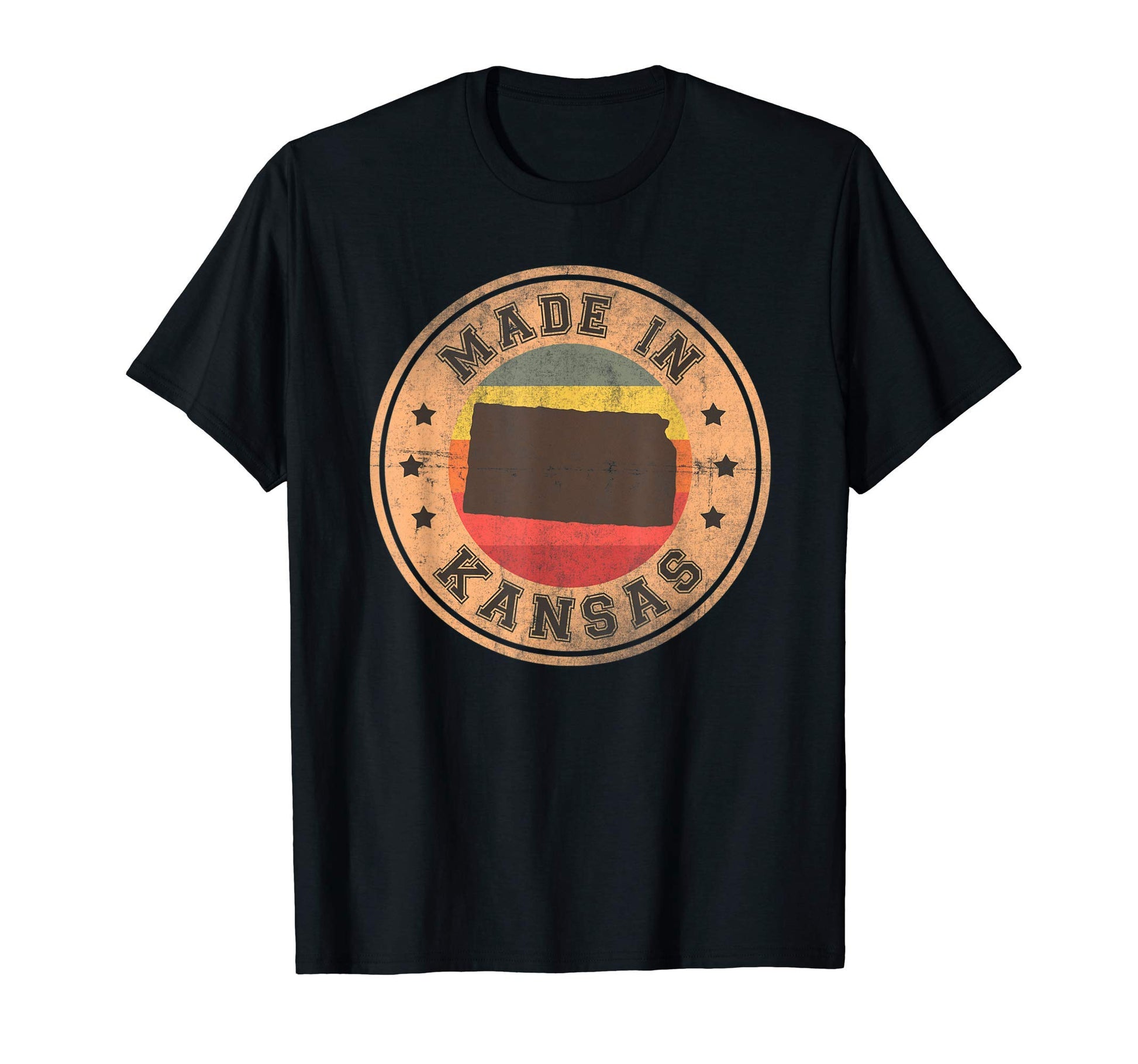Kansas Us State Map Stripes 1970S T-Shirt - Streetwear Style Men Women - T-Shirt, Sweatshirt, Hoodie