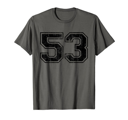 Number 53 Varsity Distressed Sport T-Shirt - Aesthetic Graphic Men Women - T-Shirt, Sweatshirt, Hoodie