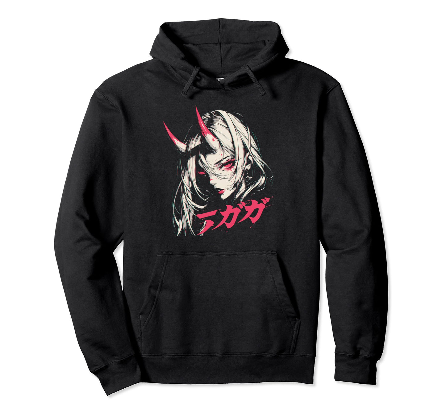 Goth Grunge Demon Anime Waifu Horror Hoodie - Minimalist Print Men Women - T-Shirt, Sweatshirt, Hoodie