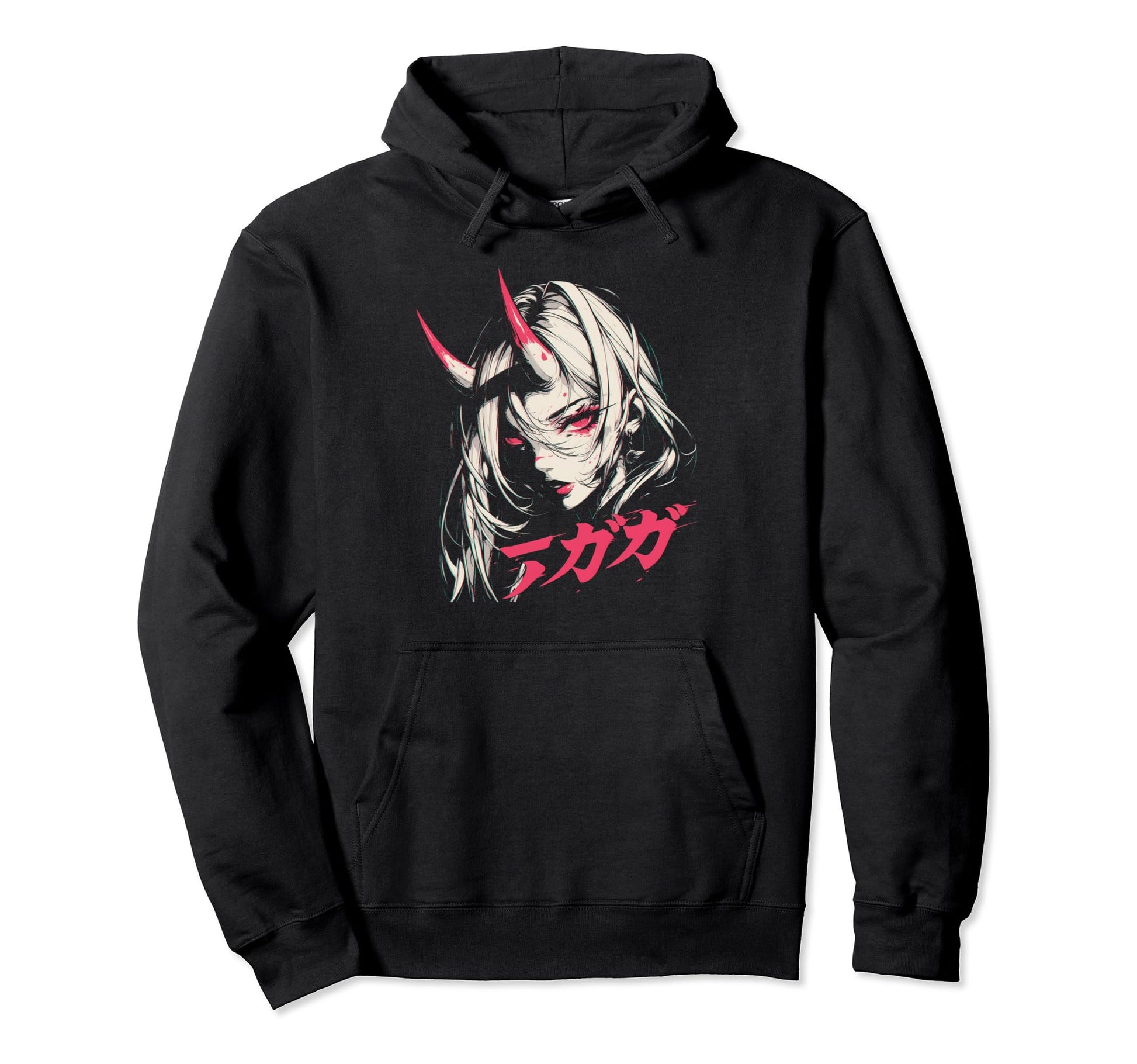 Goth Grunge Demon Anime Waifu Horror Hoodie - Minimalist Print Men Women - T-Shirt, Sweatshirt, Hoodie