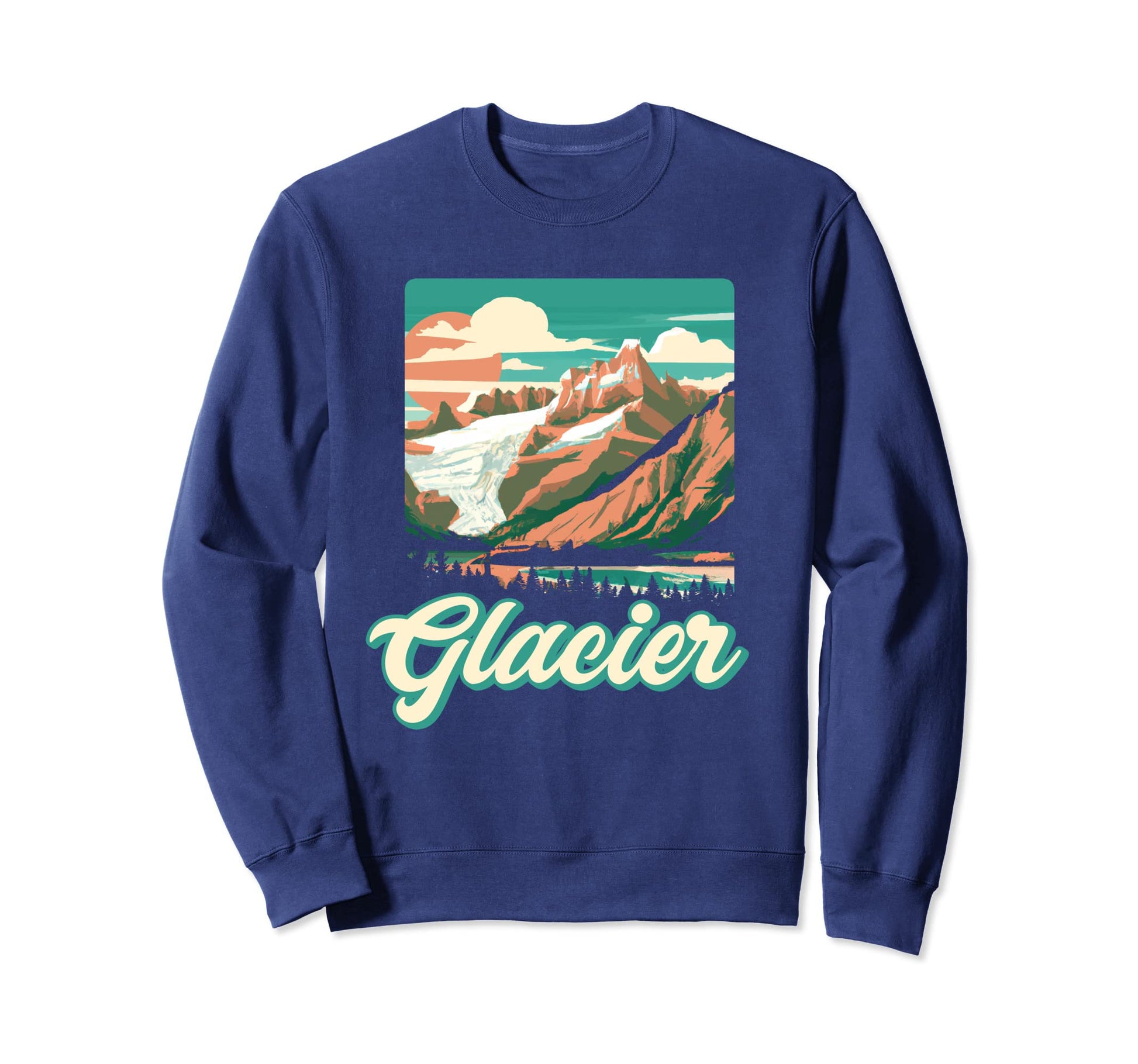 Glacier National Park Montana Sweatshirt - Minimalist Print Unisex - T-Shirt, Sweatshirt, Hoodie