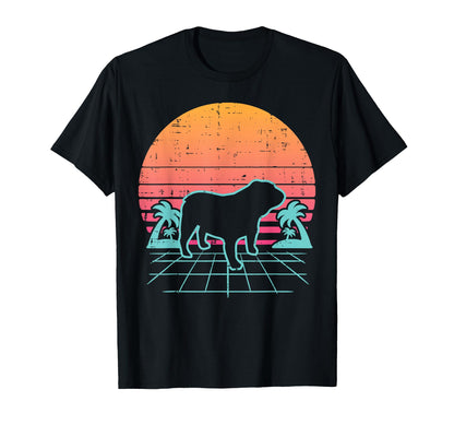 English Bulldog Vaporwave Aesthetic 90S T-Shirt - Novelty Apparel Unisex - T-Shirt, Sweatshirt, Hoodie