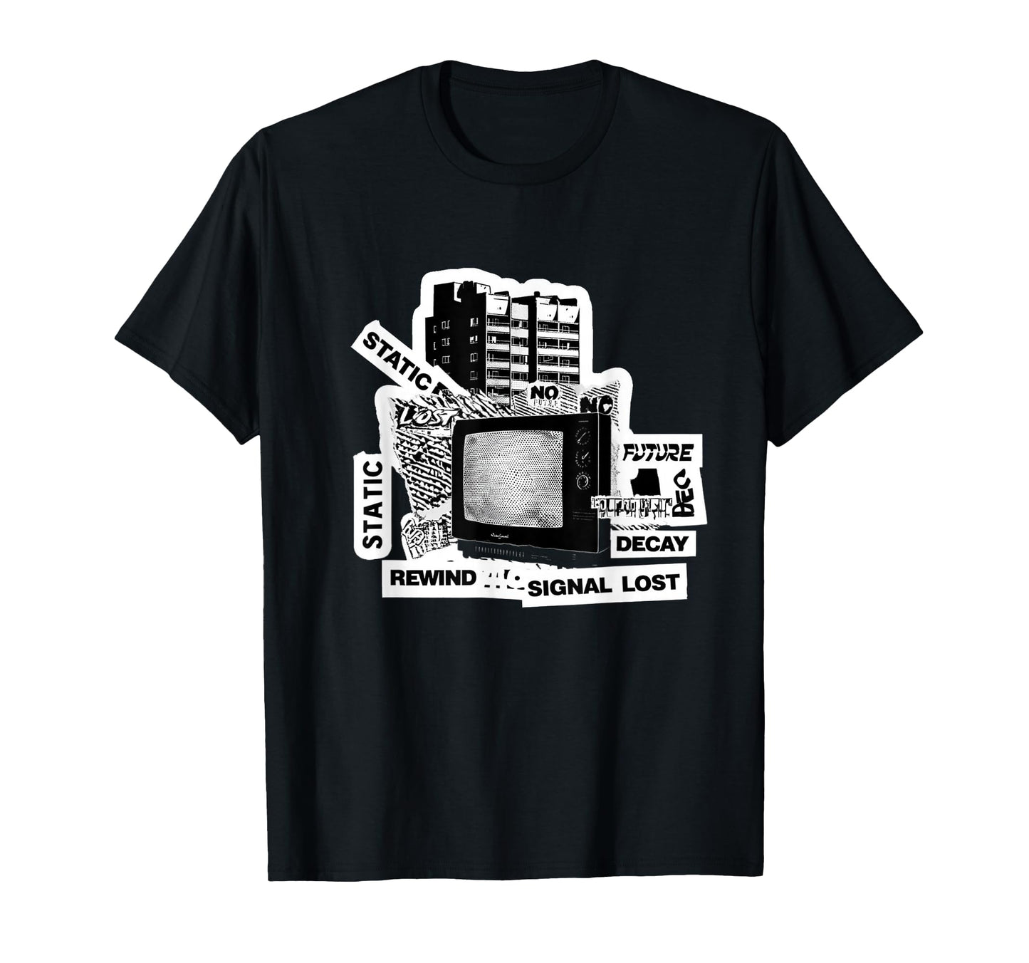 90S Glitch Tv Analog Tech Static Noise T-Shirt - Graphic Print Unisex - T-Shirt, Sweatshirt, Hoodie