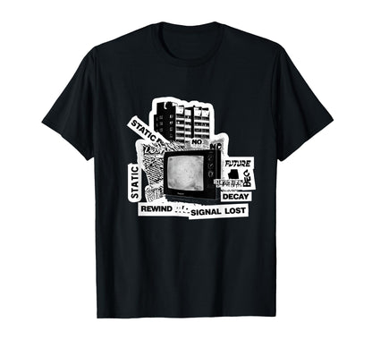 90S Glitch Tv Analog Tech Static Noise T-Shirt - Graphic Print Unisex - T-Shirt, Sweatshirt, Hoodie