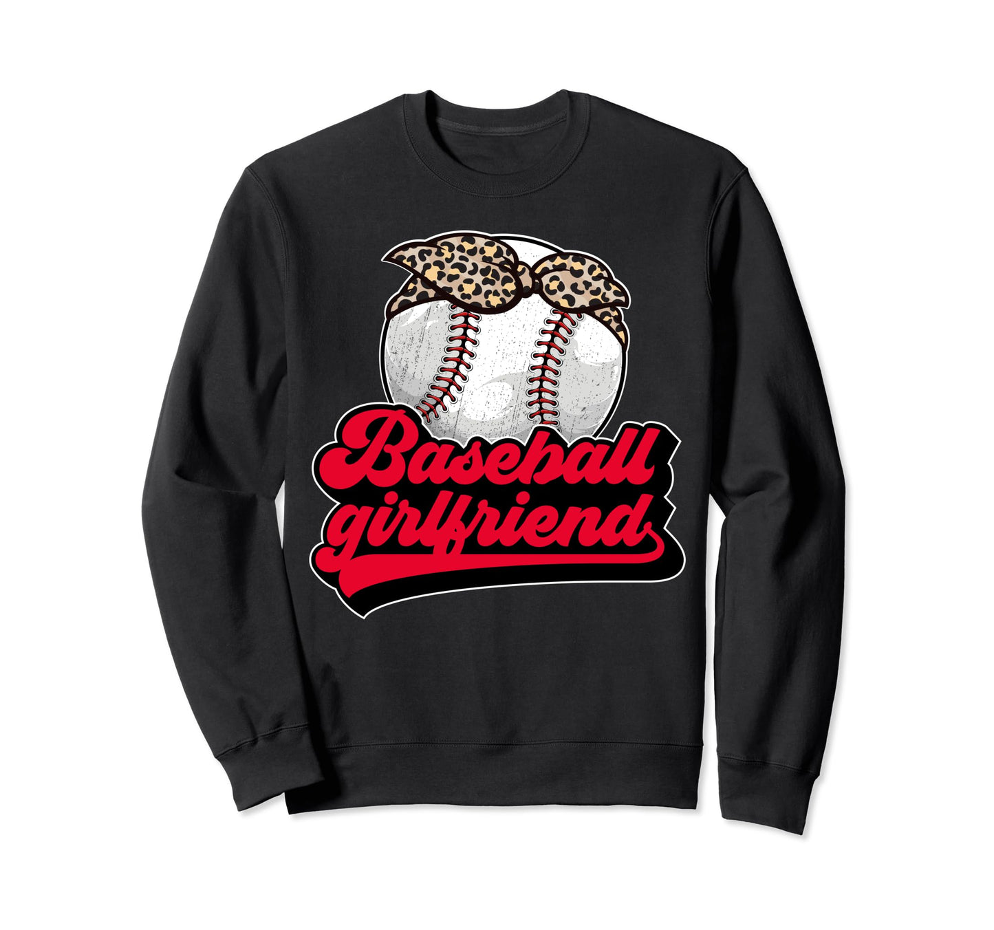 Baseball Girlfriend Leopard Baseball Sweatshirt - Unique Graphic Men Women - T-Shirt, Sweatshirt, Hoodie