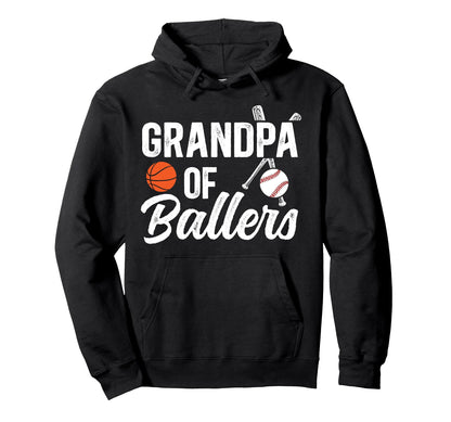 Grandpa Ballers Baseball Basketball Hoodie - Unique Graphic for Adults - T-Shirt, Sweatshirt, Hoodie