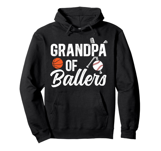 Grandpa Ballers Baseball Basketball Hoodie - Unique Graphic for Adults - T-Shirt, Sweatshirt, Hoodie