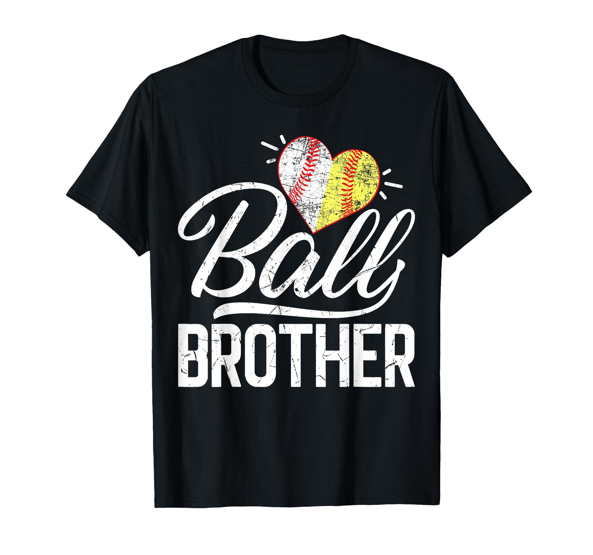 Ball Heart Baseball Softball T-Shirt - Casual Everyday Wear Men Women - T-Shirt, Sweatshirt, Hoodie