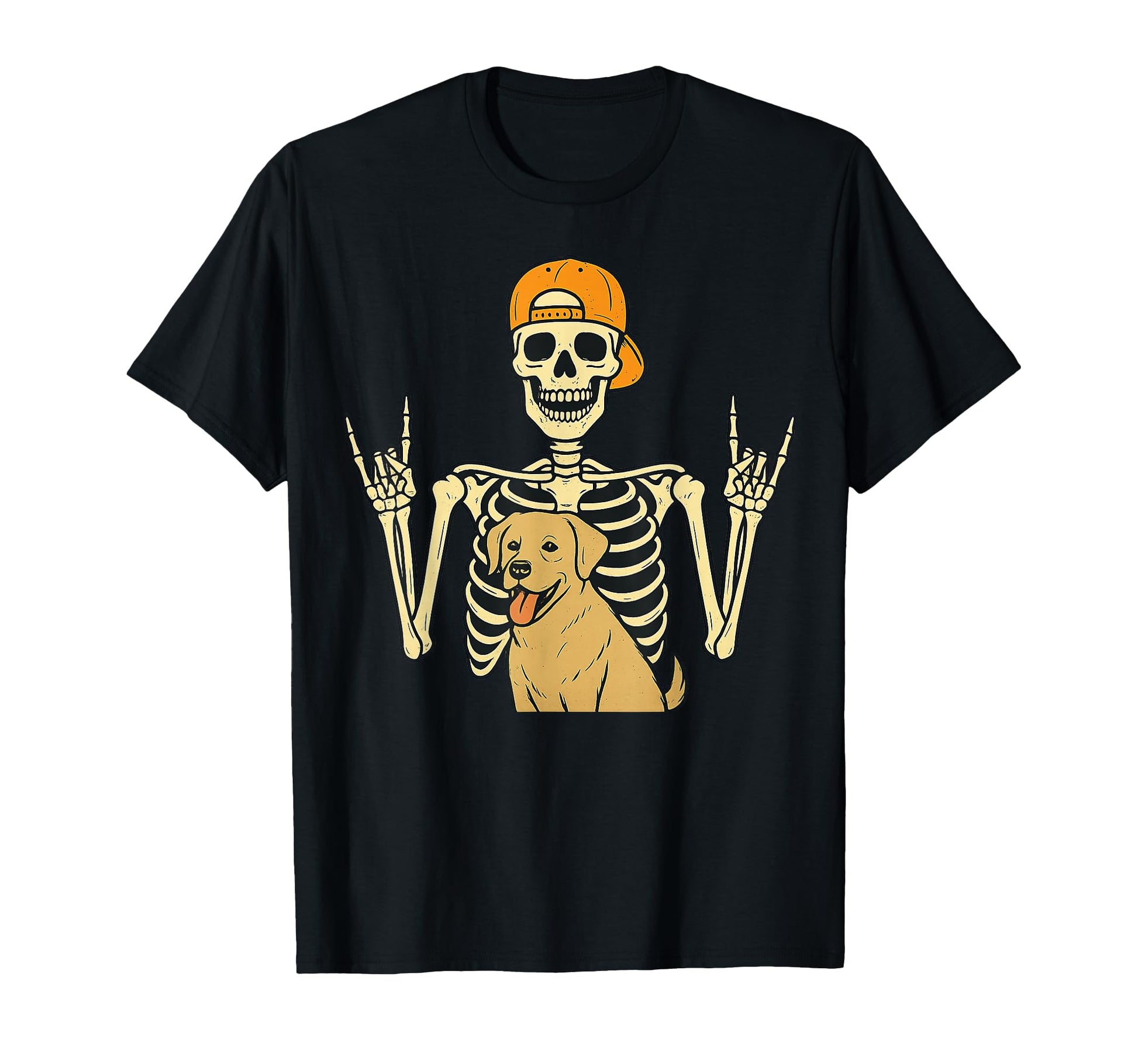 Rock Skeleton Dog Funny Halloween T-Shirt - Aesthetic Graphic for Adults - T-Shirt, Sweatshirt, Hoodie