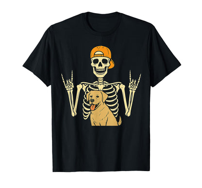 Rock Skeleton Dog Funny Halloween T-Shirt - Aesthetic Graphic for Adults - T-Shirt, Sweatshirt, Hoodie