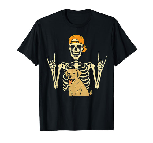 Rock Skeleton Dog Funny Halloween T-Shirt - Aesthetic Graphic for Adults - T-Shirt, Sweatshirt, Hoodie