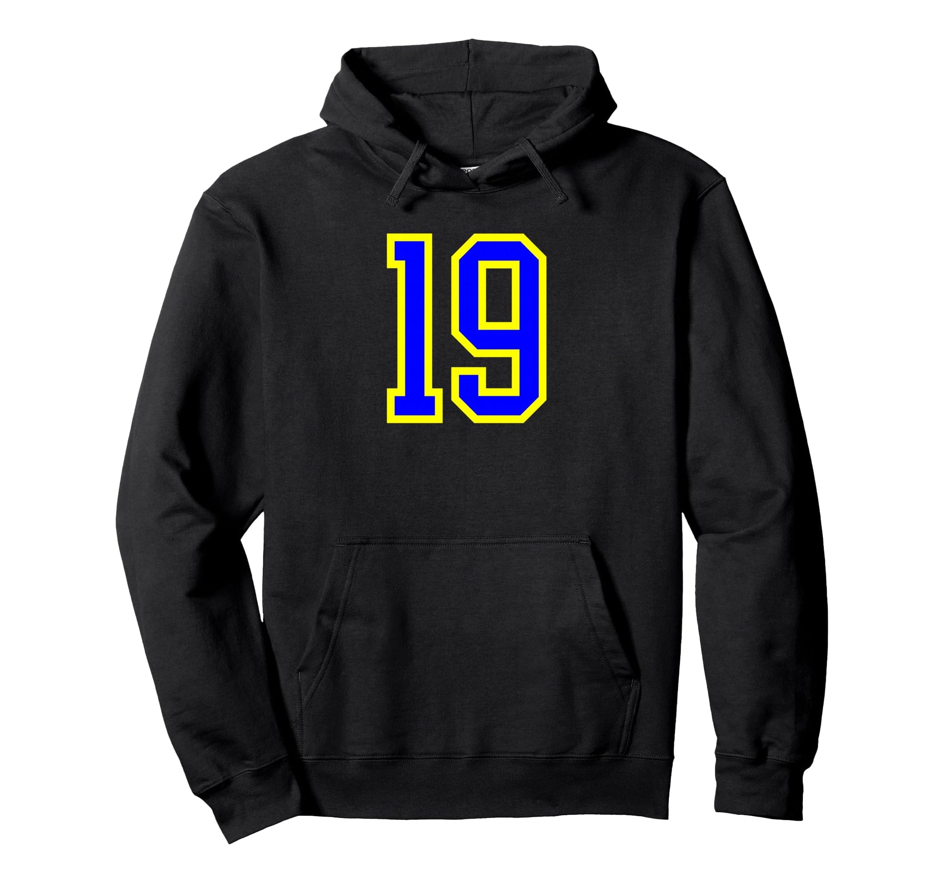 Blue Yellow Sport Team Number 19 Hoodie - Trendy Graphic Men Women - T-Shirt, Sweatshirt, Hoodie
