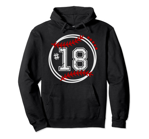 Baseball Jersey Number 18 Trendy Hoodie - Fun Novelty Design for Adults - T-Shirt, Sweatshirt, Hoodie