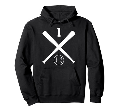 1 Baseball Softball Number Hoodie - Unique Graphic Unisex - T-Shirt, Sweatshirt, Hoodie