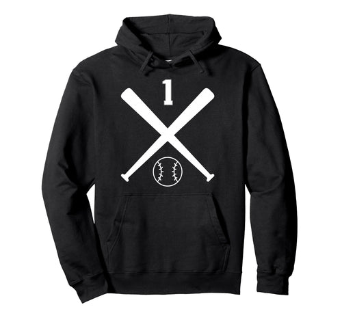 1 Baseball Softball Number Hoodie - Unique Graphic Unisex - T-Shirt, Sweatshirt, Hoodie