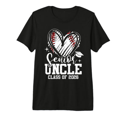 Senior Uncle Class 2026 Baseball Graduation T-Shirt - Graphic Print Unisex - T-Shirt, Sweatshirt, Hoodie