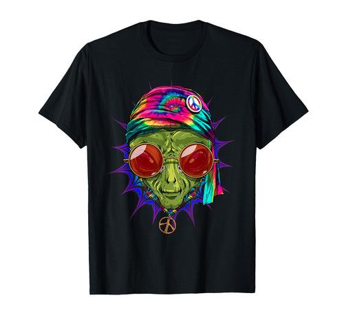Tie Dye Hippie Alien Hippiness Peace T-Shirt - Custom Art Print Men Women - T-Shirt, Sweatshirt, Hoodie