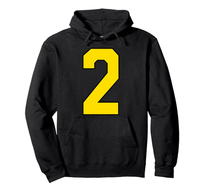 Yellow Sports Team Number 2 Fan Hoodie - Aesthetic Graphic for Adults - T-Shirt, Sweatshirt, Hoodie