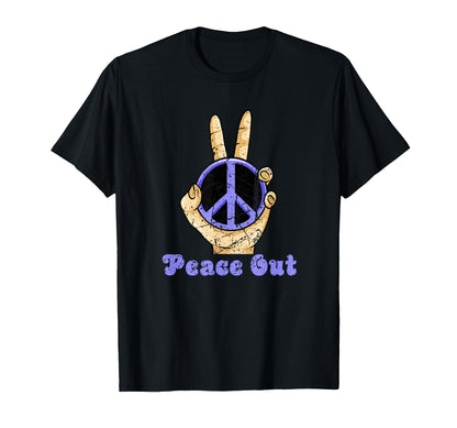Retirement Hippie Peace Out Sign T-Shirt - Aesthetic Graphic for Adults - T-Shirt, Sweatshirt, Hoodie