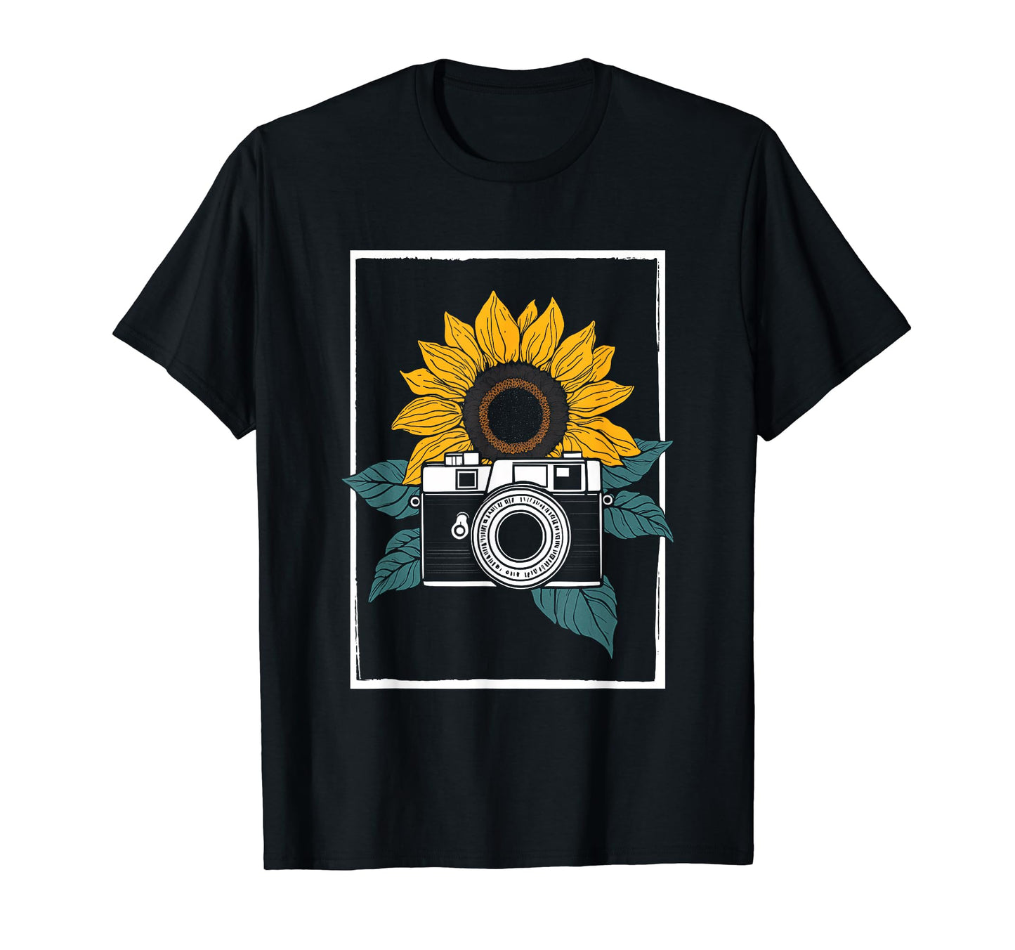 Photographer Sunflower Camera T-Shirt - Graphic Print for Adults - T-Shirt, Sweatshirt, Hoodie