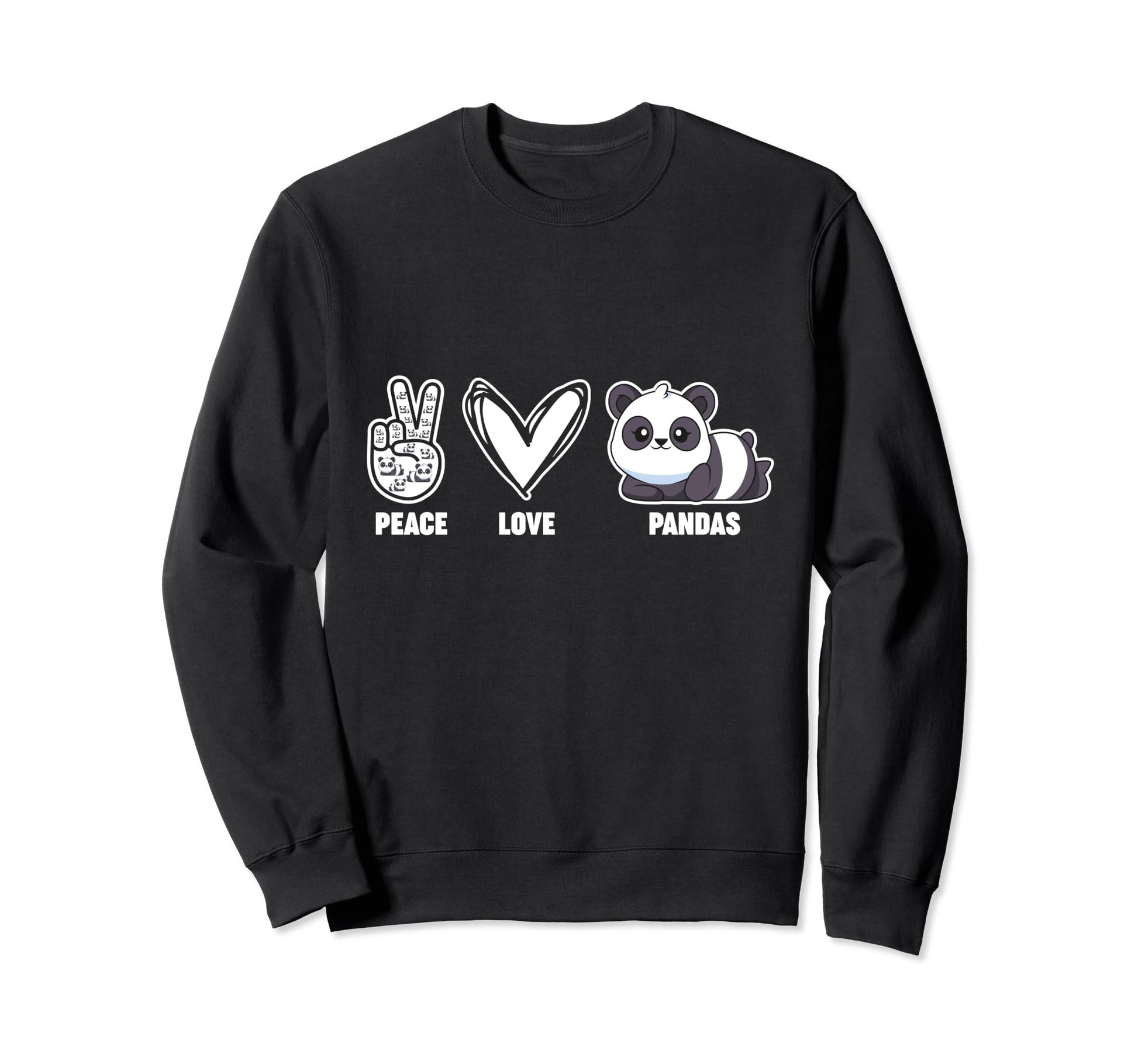 Peace Love Pandas Sweatshirt - Casual Everyday Wear Men Women - T-Shirt, Sweatshirt, Hoodie