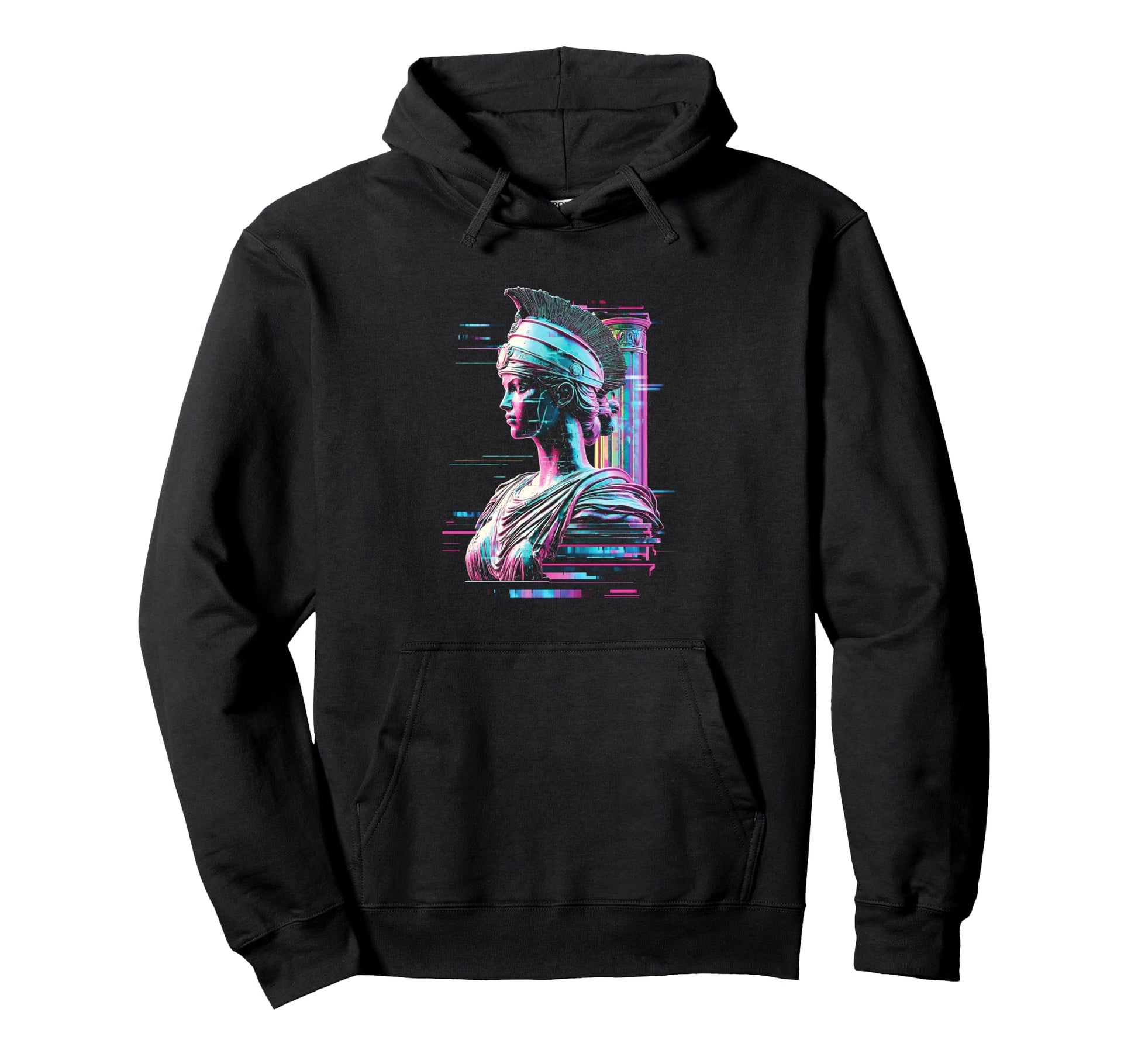 Athena Glitch Vaporwave Streetwear Hoodie - Custom Art Print Men Women - T-Shirt, Sweatshirt, Hoodie