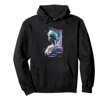 Athena Glitch Vaporwave Streetwear Hoodie - Custom Art Print Men Women - T-Shirt, Sweatshirt, Hoodie