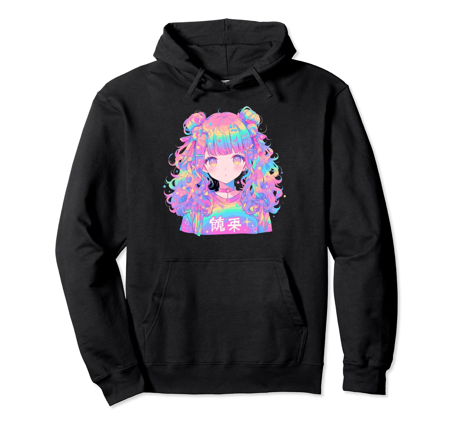 Kawaii Anime Waifu Japan Manga Rainbow Hoodie - Custom Art Print for Adults - T-Shirt, Sweatshirt, Hoodie