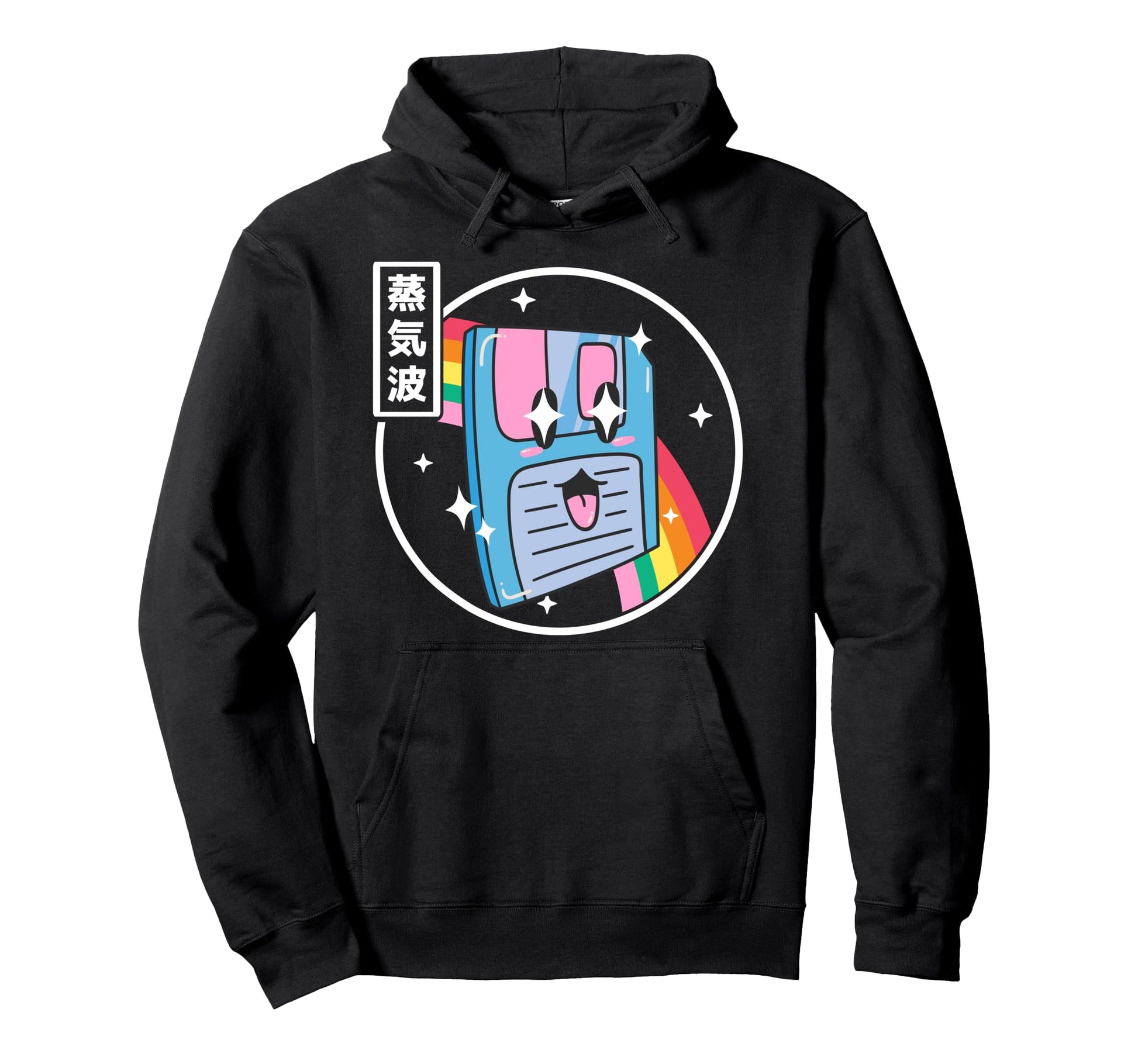 Happy Floppy Disk Japan Otaku Anime Vaporwave Hoodie - Graphic Print Unisex - T-Shirt, Sweatshirt, Hoodie