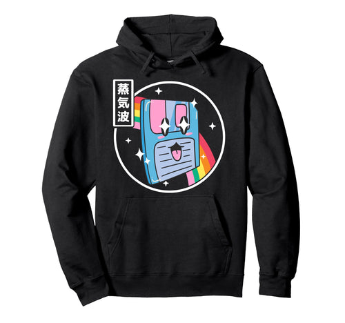 Happy Floppy Disk Japan Otaku Anime Vaporwave Hoodie - Graphic Print Unisex - T-Shirt, Sweatshirt, Hoodie