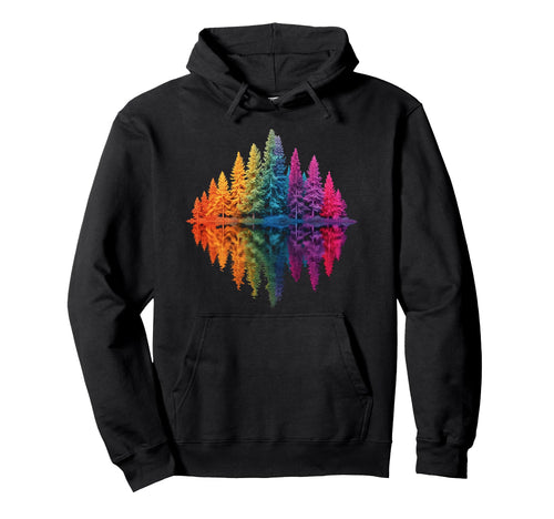 Colorful Rainbow Forest Trees Hoodie - Aesthetic Graphic for Adults - T-Shirt, Sweatshirt, Hoodie