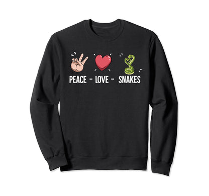 Peace Love Snakes Sweatshirt - Casual Everyday Wear Men Women - T-Shirt, Sweatshirt, Hoodie