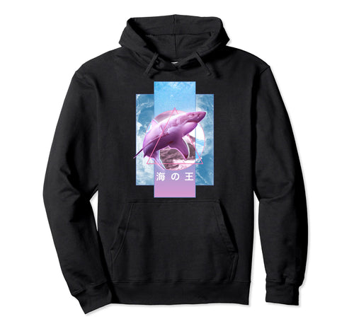 Vaporwave Shark 80S 90S Japanese Hoodie - Aesthetic Graphic for Adults - T-Shirt, Sweatshirt, Hoodie