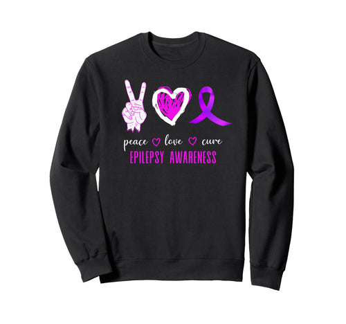 Epilepsy Awareness Ribbon Peace Sweatshirt - Aesthetic Graphic Men Women - T-Shirt, Sweatshirt, Hoodie