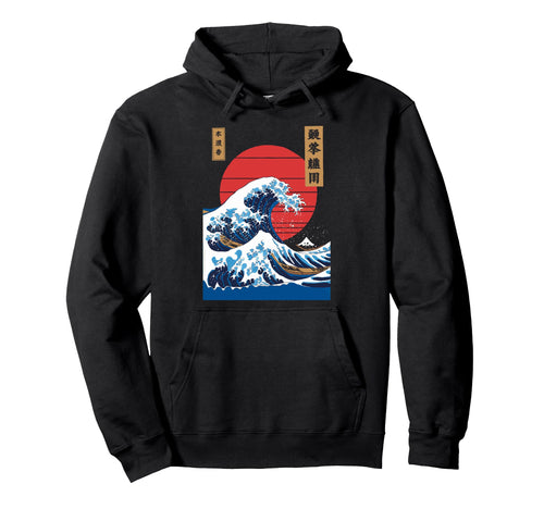 Big Wave Vaporwave Aesthetic 80S Anime Hoodie - Unique Graphic Unisex - T-Shirt, Sweatshirt, Hoodie